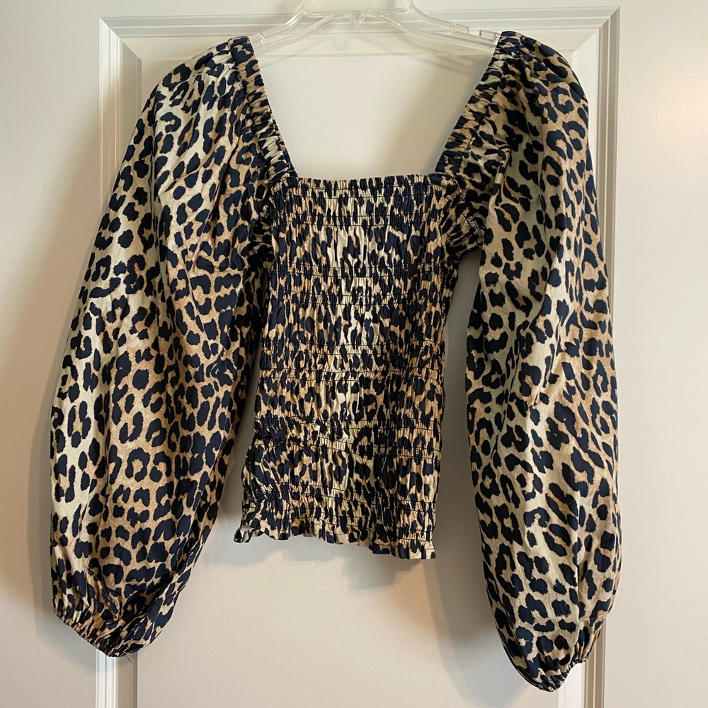 Ganni cheetah top